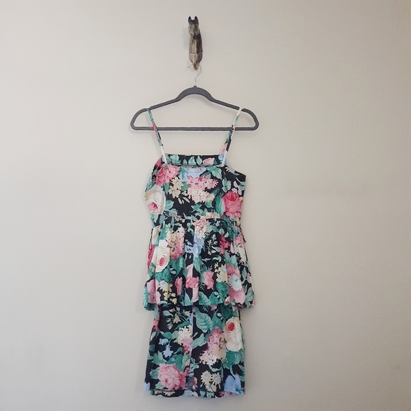 VTG 80s Peplum Dress Bolero Jacket Set Bold Floral - Picture 7 of 16